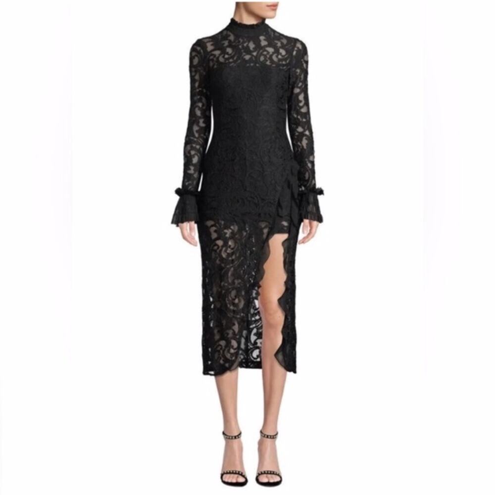Alexis Elegant Black Lace Midi Dress